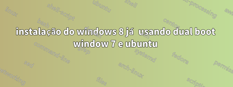instalação do windows 8 já usando dual boot window 7 e ubuntu