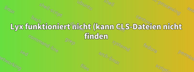 Lyx funktioniert nicht (kann CLS-Dateien nicht finden)
