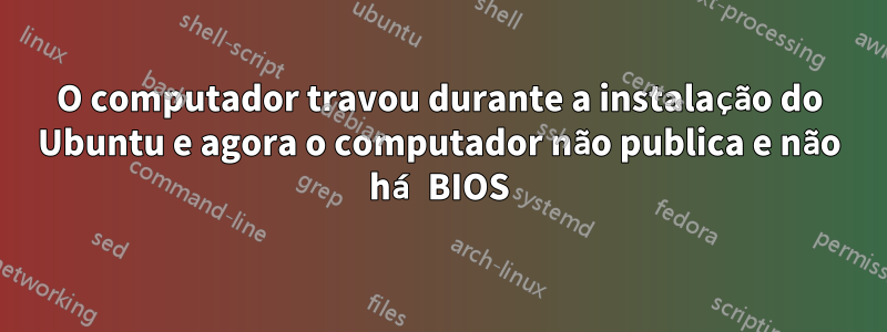 O computador travou durante a instalação do Ubuntu e agora o computador não publica e não há BIOS