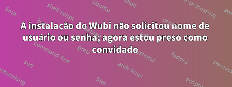 A instalação do Wubi não solicitou nome de usuário ou senha; agora estou preso como convidado