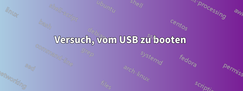 Versuch, vom USB zu booten