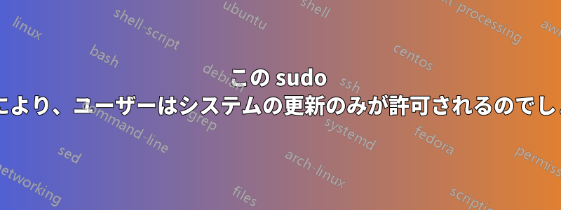 この sudo ルールにより、ユーザーはシステムの更新のみが許可されるのでしょうか?