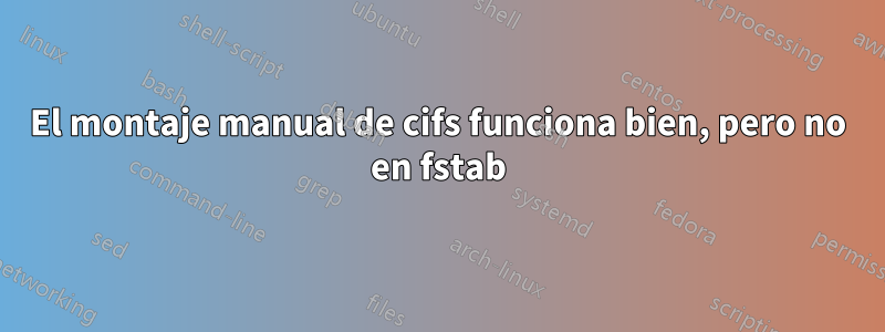 El montaje manual de cifs funciona bien, pero no en fstab