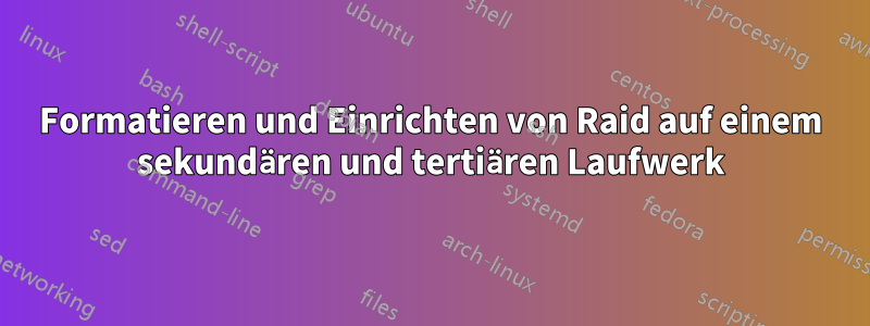 Formatieren und Einrichten von Raid auf einem sekundären und tertiären Laufwerk