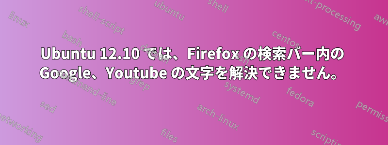 Ubuntu 12.10 では、Firefox の検索バー内の Google、Youtube の文字を解決できません。