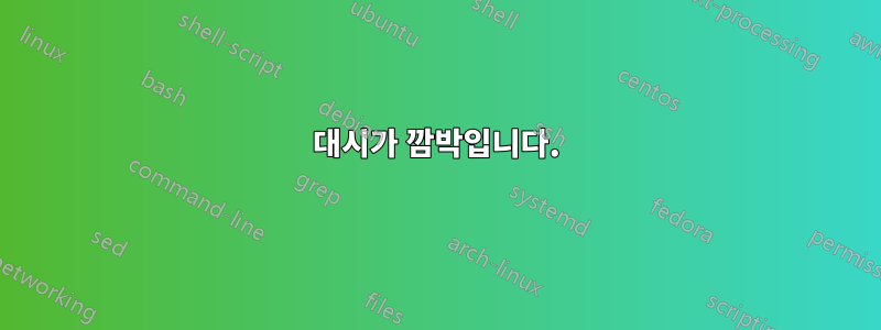 대시가 깜박입니다.