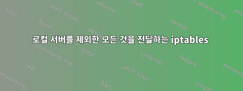 로컬 서버를 제외한 모든 것을 전달하는 iptables