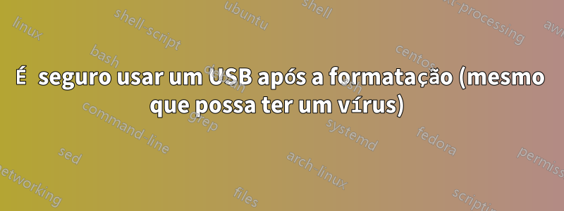 É seguro usar um USB após a formatação (mesmo que possa ter um vírus) 