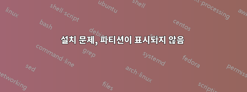 설치 문제, 파티션이 표시되지 않음