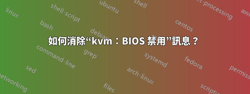 如何消除“kvm：BIOS 禁用”訊息？