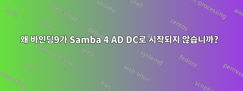 왜 바인딩9가 Samba 4 AD DC로 시작되지 않습니까? 