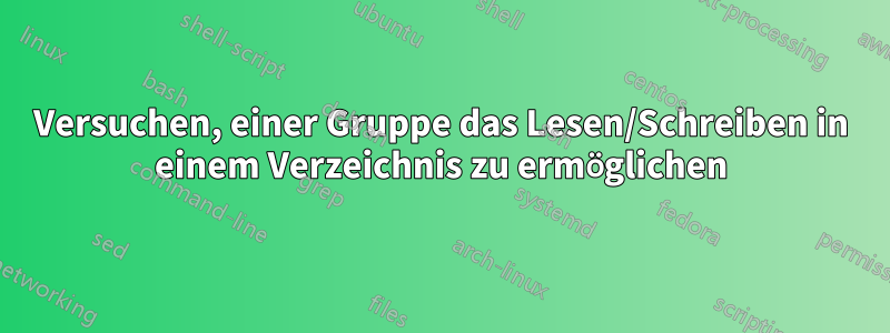 Versuchen, einer Gruppe das Lesen/Schreiben in einem Verzeichnis zu ermöglichen