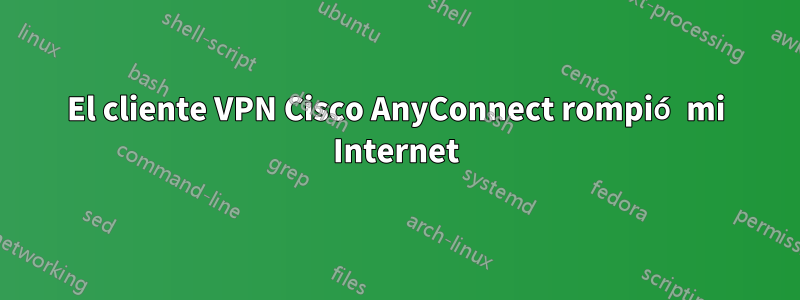 El cliente VPN Cisco AnyConnect rompió mi Internet