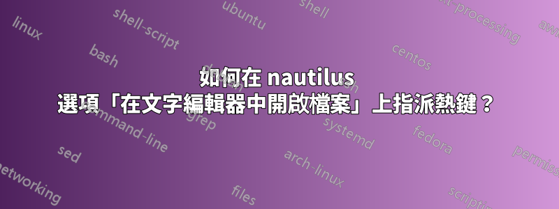 如何在 nautilus 選項「在文字編輯器中開啟檔案」上指派熱鍵？