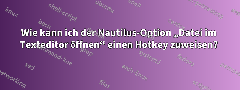 Wie kann ich der Nautilus-Option „Datei im Texteditor öffnen“ einen Hotkey zuweisen?