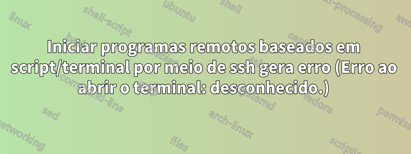 Iniciar programas remotos baseados em script/terminal por meio de ssh gera erro (Erro ao abrir o terminal: desconhecido.)