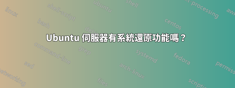 Ubuntu 伺服器有系統還原功能嗎？