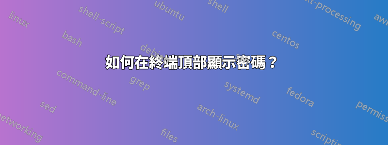 如何在終端頂部顯示密碼？