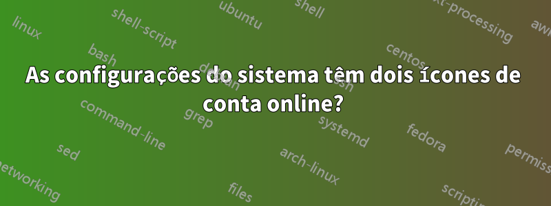 As configurações do sistema têm dois ícones de conta online?