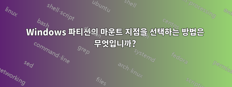 Windows 파티션의 마운트 지점을 선택하는 방법은 무엇입니까?