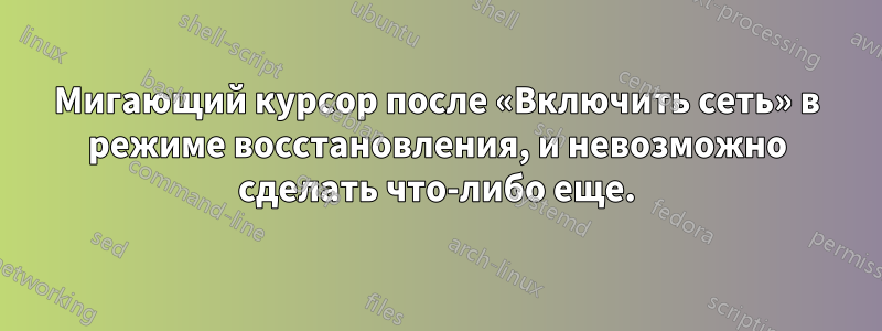 Мигающий курсор после «Включить сеть» в режиме восстановления, и невозможно сделать что-либо еще.