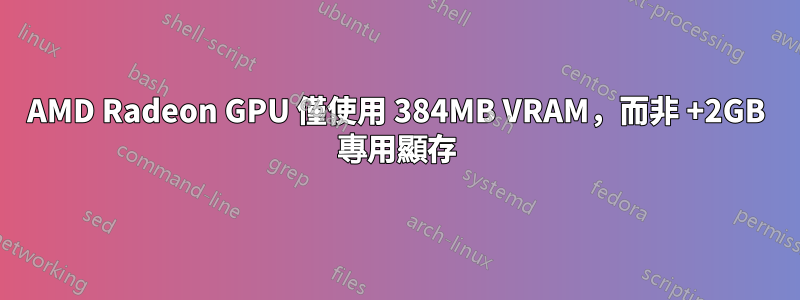 AMD Radeon GPU 僅使用 384MB VRAM，而非 +2GB 專用顯存