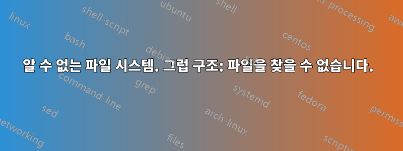 알 수 없는 파일 시스템. 그럽 구조: 파일을 찾을 수 없습니다. 