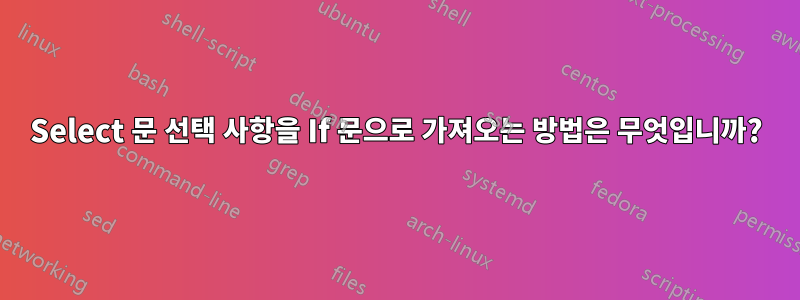 Select 문 선택 사항을 If 문으로 가져오는 방법은 무엇입니까?