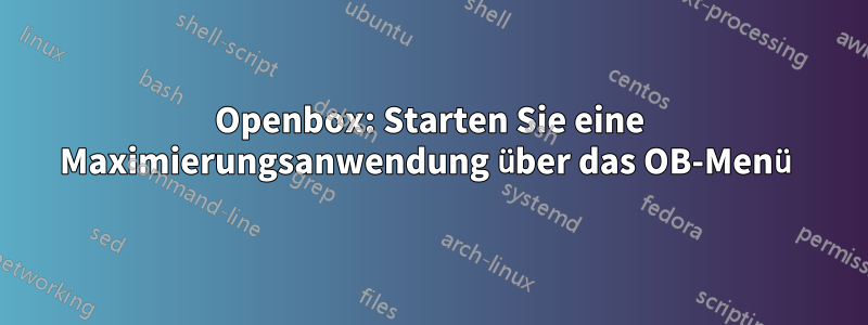 Openbox: Starten Sie eine Maximierungsanwendung über das OB-Menü