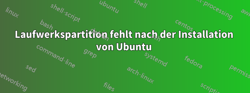 Laufwerkspartition fehlt nach der Installation von Ubuntu