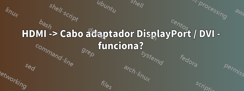 HDMI -> Cabo adaptador DisplayPort / DVI - funciona?