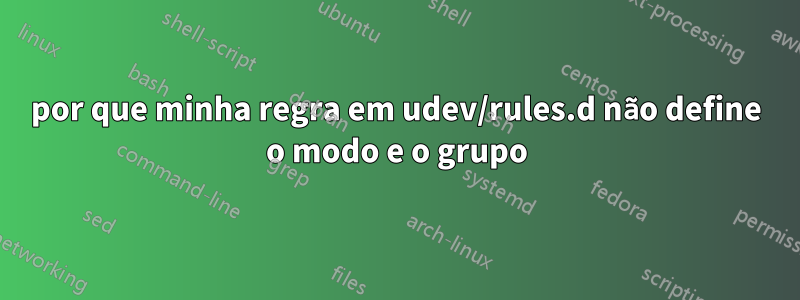 por que minha regra em udev/rules.d não define o modo e o grupo