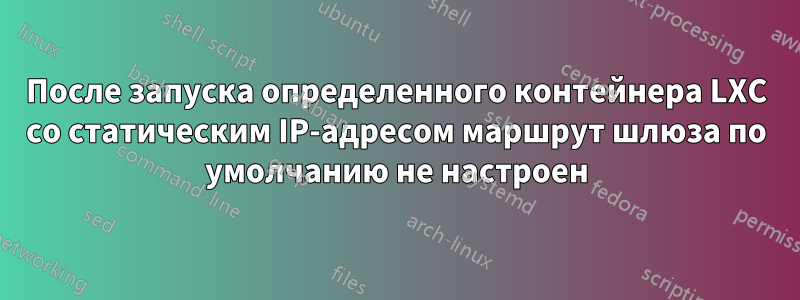 После запуска определенного контейнера LXC со статическим IP-адресом маршрут шлюза по умолчанию не настроен