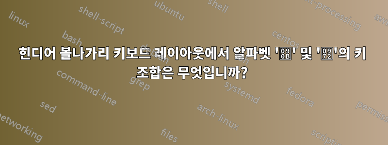 힌디어 볼나가리 키보드 레이아웃에서 알파벳 'ऋ' 및 'ॲ'의 키 조합은 무엇입니까?