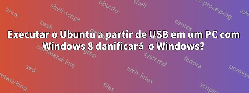 Executar o Ubuntu a partir de USB em um PC com Windows 8 danificará o Windows?