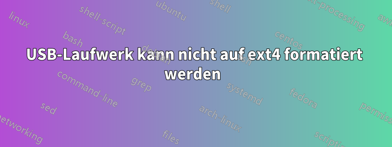 USB-Laufwerk kann nicht auf ext4 formatiert werden 