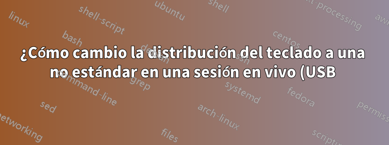 ¿Cómo cambio la distribución del teclado a una no estándar en una sesión en vivo (USB)?