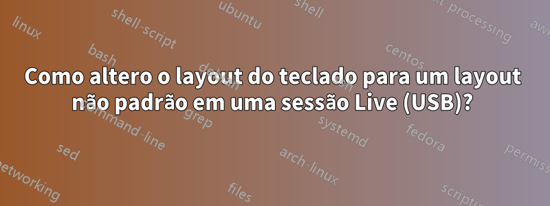 Como altero o layout do teclado para um layout não padrão em uma sessão Live (USB)?