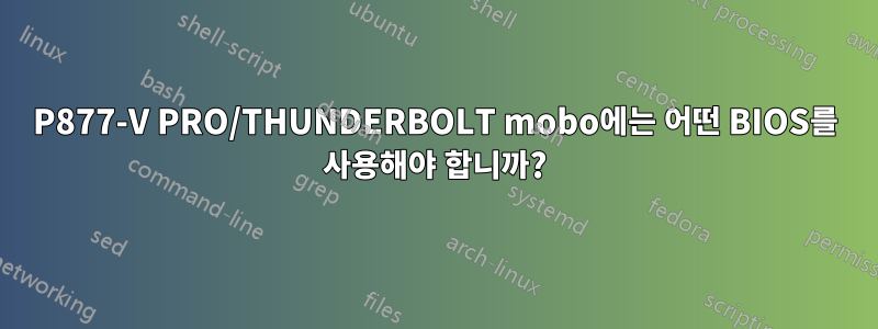 P877-V PRO/THUNDERBOLT mobo에는 어떤 BIOS를 사용해야 합니까?