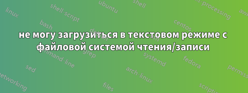 не могу загрузиться в текстовом режиме с файловой системой чтения/записи