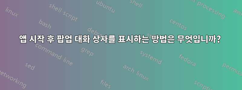 앱 시작 후 팝업 대화 상자를 표시하는 방법은 무엇입니까?