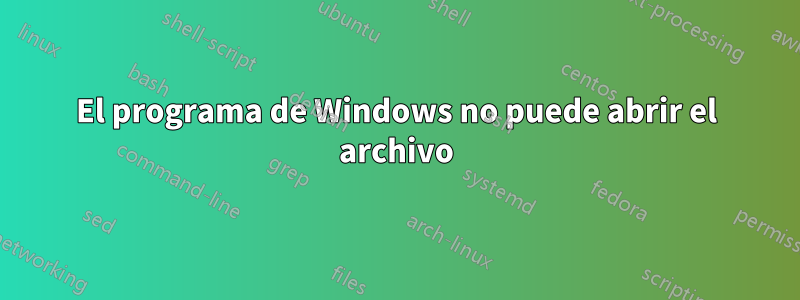 El programa de Windows no puede abrir el archivo