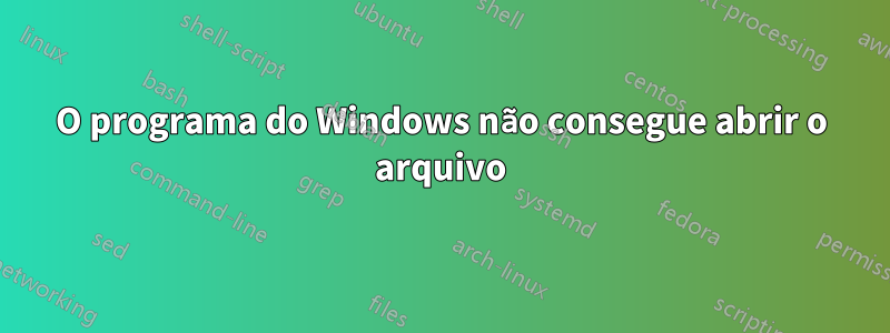 O programa do Windows não consegue abrir o arquivo