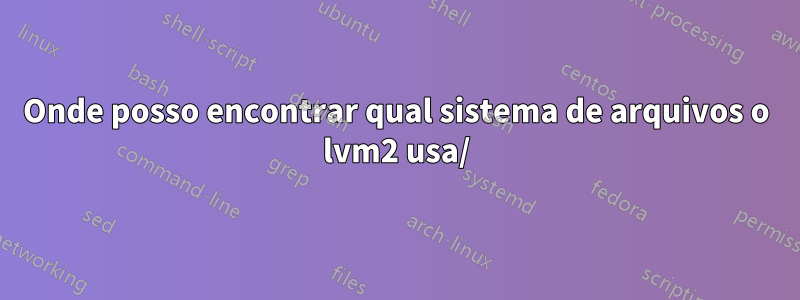 Onde posso encontrar qual sistema de arquivos o lvm2 usa/