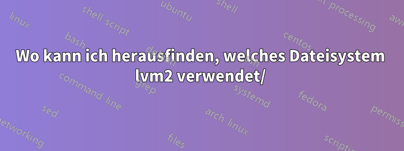 Wo kann ich herausfinden, welches Dateisystem lvm2 verwendet/