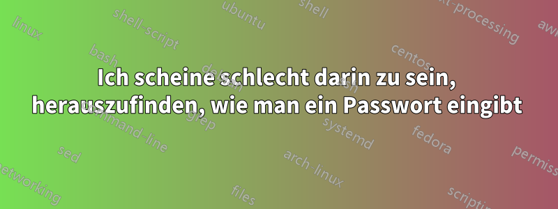 Ich scheine schlecht darin zu sein, herauszufinden, wie man ein Passwort eingibt