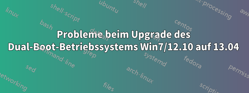 Probleme beim Upgrade des Dual-Boot-Betriebssystems Win7/12.10 auf 13.04