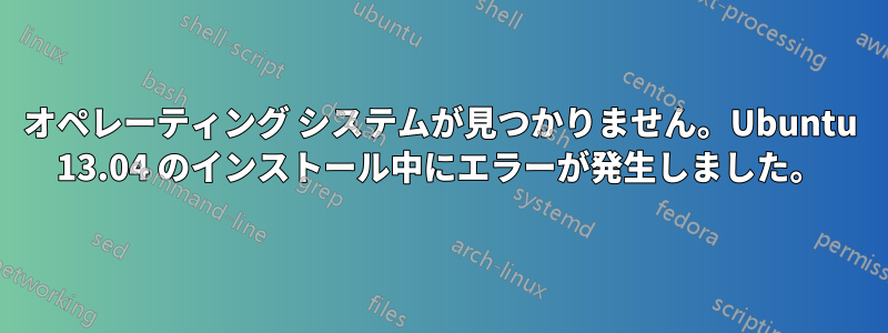 オペレーティング システムが見つかりません。Ubuntu 13.04 のインストール中にエラーが発生しました。