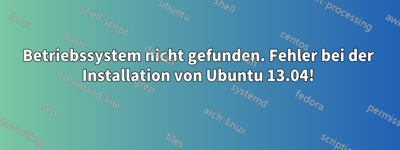 Betriebssystem nicht gefunden. Fehler bei der Installation von Ubuntu 13.04!