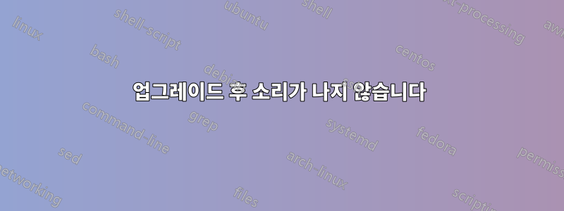 업그레이드 후 소리가 나지 않습니다